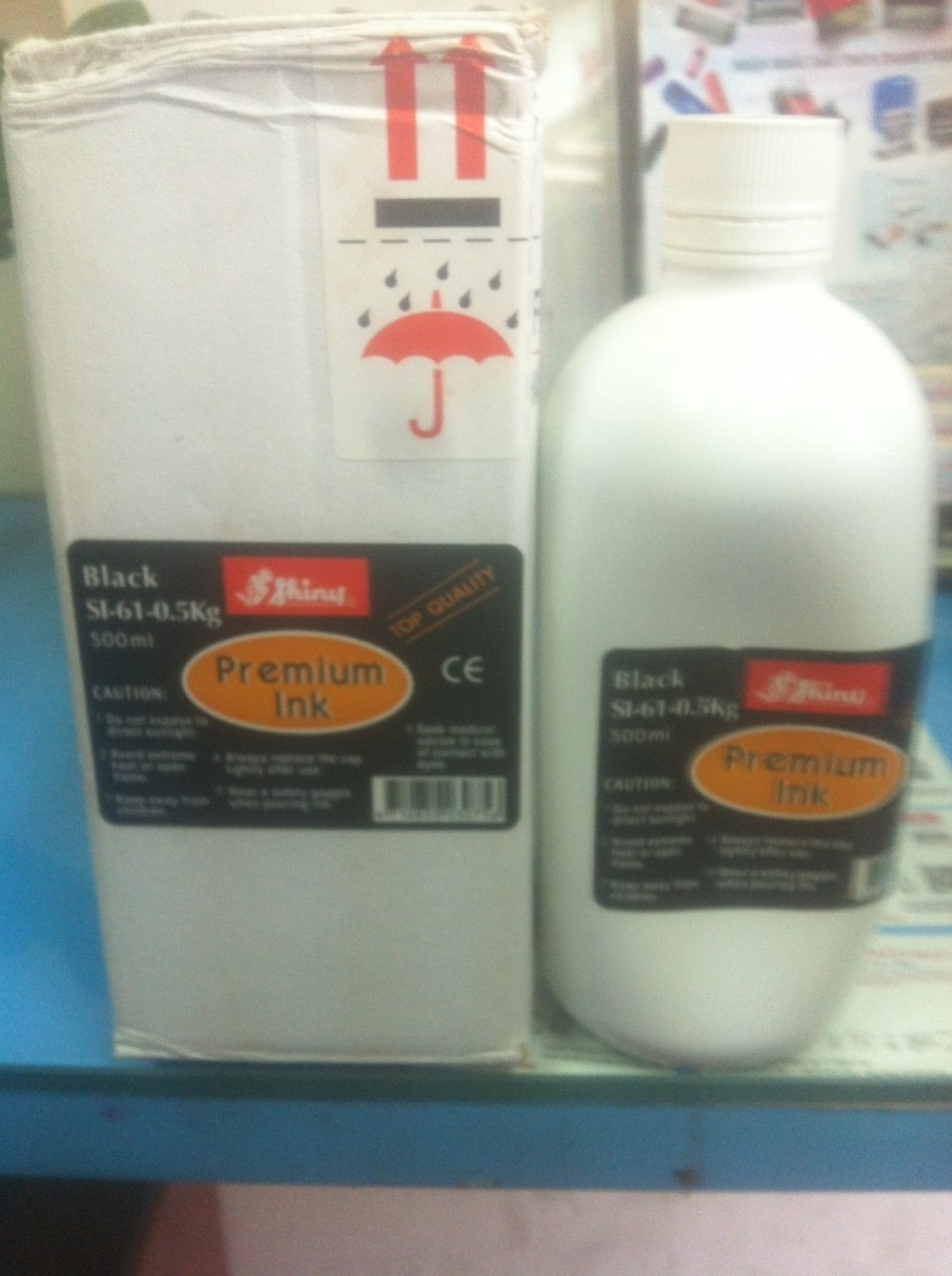 Mực Shiny SI-60 / SI-61 / SI-62 / SI-63 đóng lên vải, kiếng, kim loại, nhựa, thủy tinh Stamp Pad Premium Ink-0,5kg